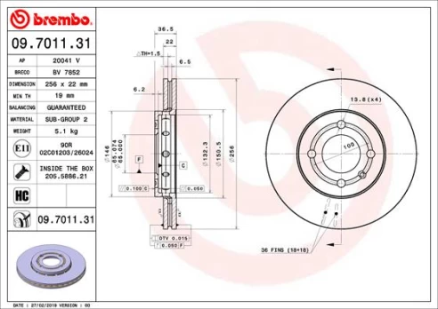 BREMBO 09.7011.31 Brake Disc