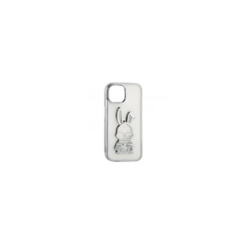 „iLike Apple iPhone 15 Pro“ silikoninis dėklas, spausdintas „Desire Rabbit“ sidabrinis