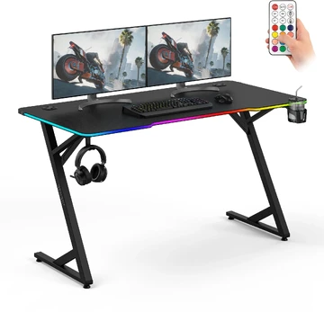 Rašomasis stalas „SENSE7 VOLT RGB“, juodas, 140x70