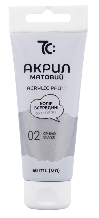 Akriliniai dažai 7C, 60 ml, sidabro sp.