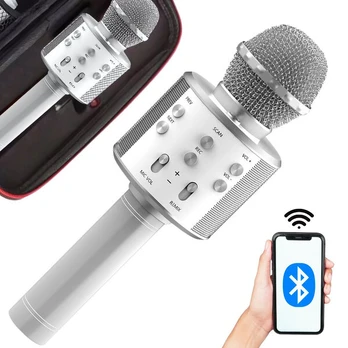Belaidis karaoke mikrofonas su dėklu Rivex M56, Sidabrinė
