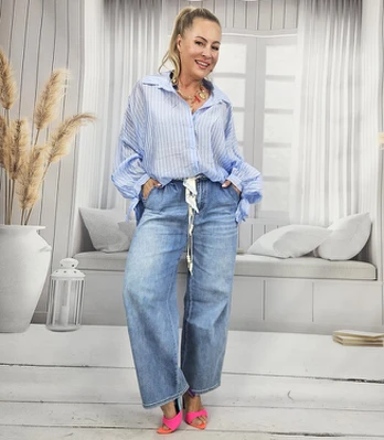 Moteriški BAGGY džinsai su BOHO diržu AGRAFKA