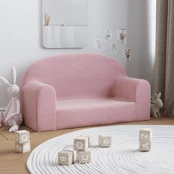Vaikiška dvivietė sofa, rožinės spalvos, minkštas pliušas kaina