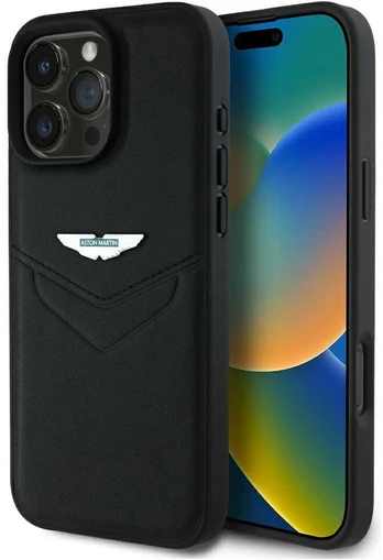 Dėklas Aston Martin HC Leather Victory Design do iPhone 16 Pro Max juoda