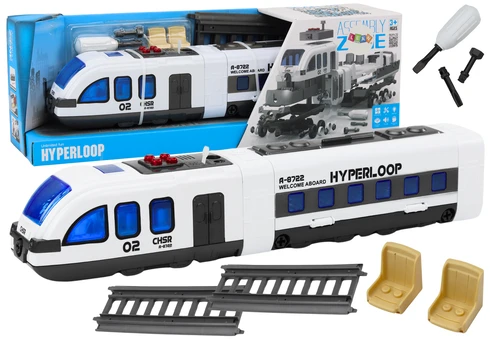 Žaislinis traukinys, su priedais Lean Toys Hyperloop, balta