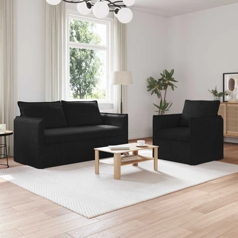 Sofa 2 pcs Juoda 196 x 82 x 85 cm audinys
