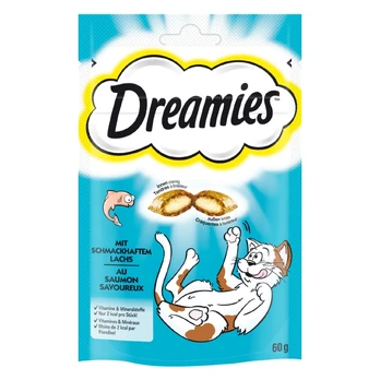 Skanėstas katėms Dreamies, sūris/lašiša, 0.06 kg
