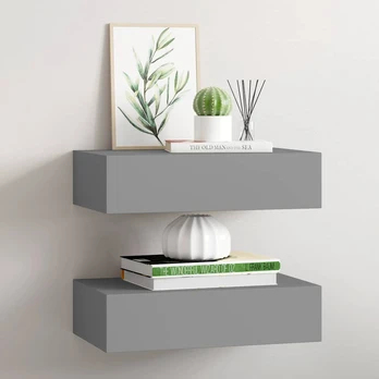 Lentynos su stalčiais, 2vnt., pilkos, 40x23,5x10cm, MDF