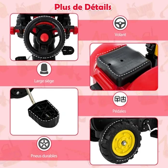 Promotion Vaikiškas traktorius 3-in-1 su 6 ratais, raudonas