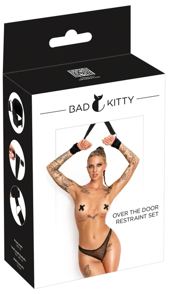 Bad Kitty surišimo komplektas durims, juodas, reguliuojamas