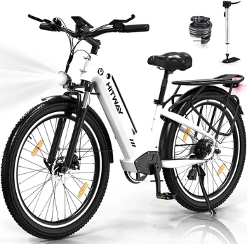 Elektrinis dviratis Hitway BK16, 26", 250W, baltas