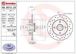 Stabdžių diskas BREMBO 08.9512.2X kaina