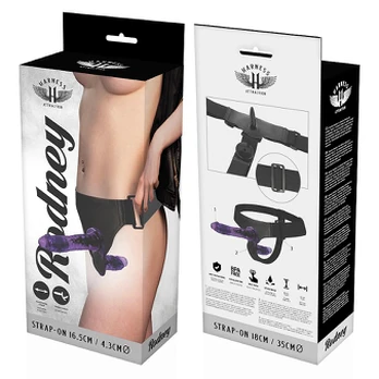 Sekso diržas - dildo HARNESS ATTRACTION RODNEY DOUBLE VIBRATOR 18 x 3,5 cm