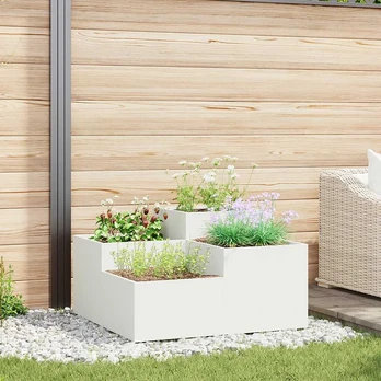 Sodo vazonas 100x100x48 cm Baltas plienas