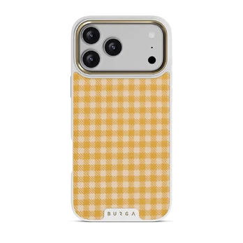 Tuscan Sun - Yellow Plaid iPhone 17 Pro Max Case, Elite Light (MagSafe) / Gold