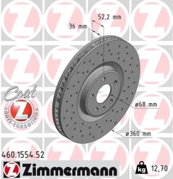 Stabdžių diskas ZIMMERMANN 460.1554.52