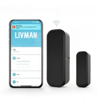 Išmanusis durų ir langų jutiklis su wifi ir programėlės pranešimais LIVMAN WF-108