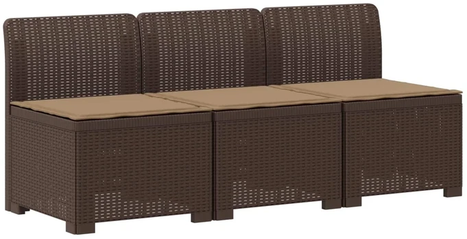 3-vietė sodo sofa su pagalvėlėmis, Rattan išvaizda PP Ruda