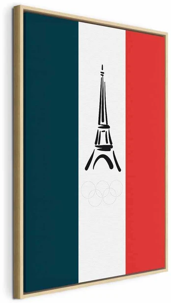 Artgeist Paveikslas - French Flag With Graphic Eiffel Tower