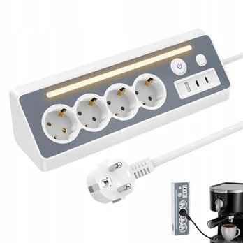 Prailginimo laidas su 4 lizdais, 2x Usb-c, 1x Usb-a, 1.5m