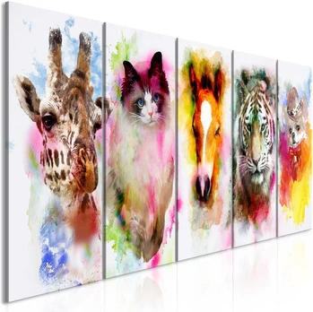 Artgeist Paveikslas - Watercolour Animals (5 Parts) Narrow