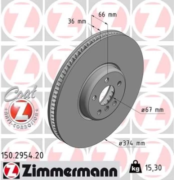 Stabdžių diskas ZIMMERMANN 150.2954.20