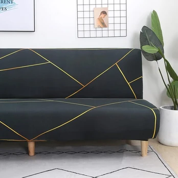 Futon 2–3 vietų sofos lovos užvalkalas, juodas/auksinis