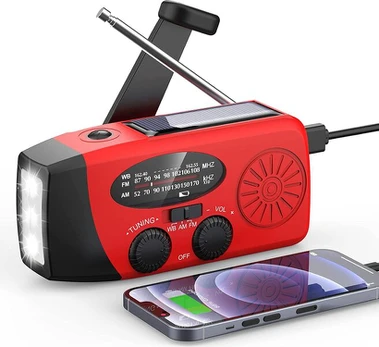 088 Avarinis daugiafunkcis radijas, raudonas, 2000mAh