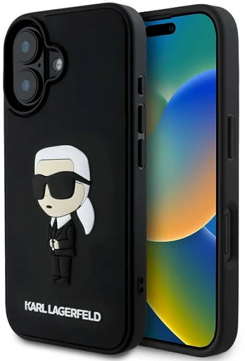 Dėklas Karl Lagerfeld 3D Rubber Ikonik Case for iPhone 16 Juodas