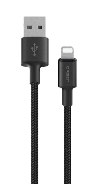 Orsen S9L USB A ir "Lightning" 2,1 A 1 m juodas