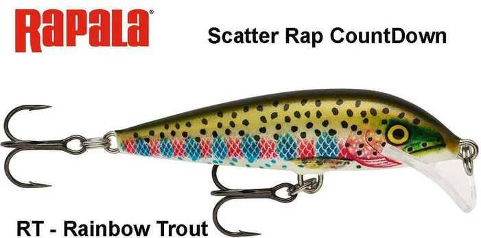 Vobleris Rapala Scatter Rap CountDown Rainbow Trout