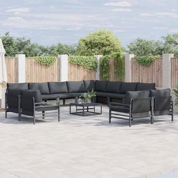Sodo Sofų Rinkinys 12 pcs Antracito Plienas