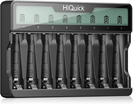 Hiquick 8 vietų Aa Aaa įkroviklis su Lcd, C tipo ir Usb