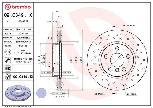 Stabdžių diskas BREMBO 09.C349.1X