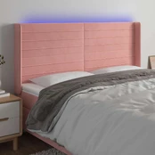 Galvūgalis su led, rožinės spalvos, 183x16x118/128cm, aksomas kaina