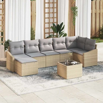 Sodo Sofų Rinkinys 8 pcs Smėlio Poli ratanas