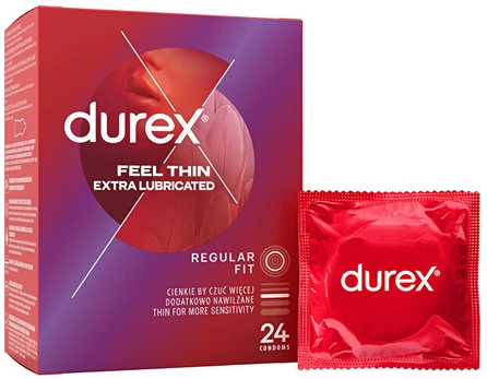 Durex Feel Thin Extra Lubricated Regular Fit prezervatyvai