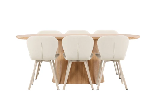 Stjärnö Table - Nature with 6 Lilja kėdė - smėlio spalvos