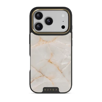 Vanilla Sand - Marble iPhone 17 Pro Case, Elite Dark (MagSafe) / Gold