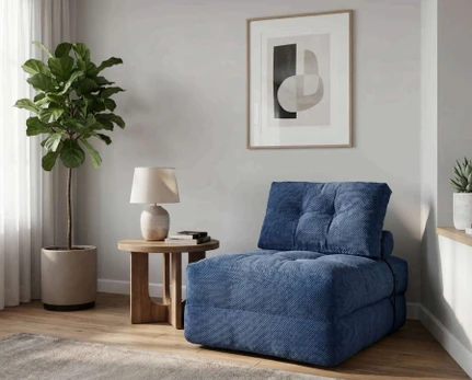 WOBA navy blue pouffe-mattress