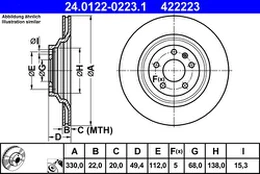 ATE 24.0122-0223.1 Brake Disc