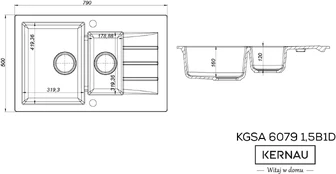 Plautuvė Kernau KGSA 6079 1,5B1D White | KE020099 kaina