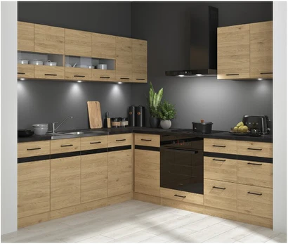 Junona Line Modern Brown Kitchen Furniture Set, 220x240 cm