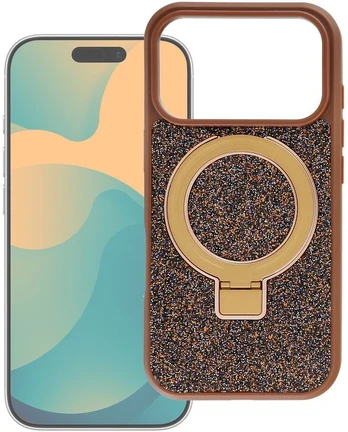 Dėklas Oem Case for iPhone 18 Pro / 17 Pro Quartz Circle Stand Mag Cover ruda
