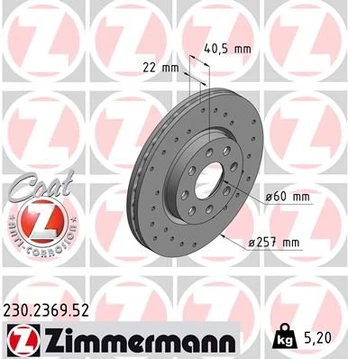 Stabdžių diskas ZIMMERMANN 230.2369.52