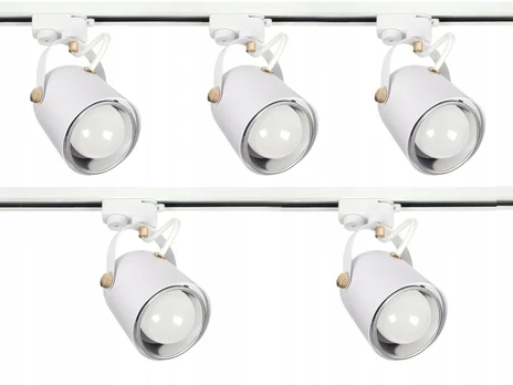 5x Reflektoriaus Lempa Spot Led E27 Bėgių Sistema 3m