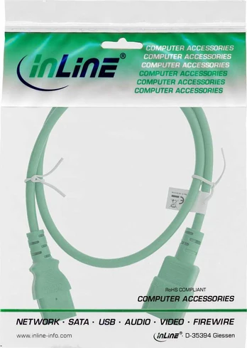 Kabelis zasilający InLine® Power cable extension, C13 to C14, žalias, 2m