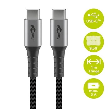 Goobay Kabelis USB-C 2.0 480 Mb/s Trumpas TEXTIL 1m