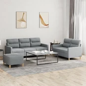 Sofa Sofos komplektas su pagalvėlėmis, 3 dalių, pilkas, audinys kaina
