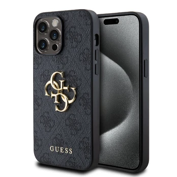 Dėklas Guess PU 4G Metal Logo Apple iPhone 14 Pro Max pilkas